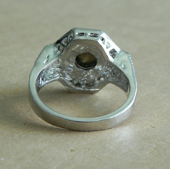SOLD!!! Octagonal Halo Sapphire Ring Size 9 ( US ) - Picture 5 of 7